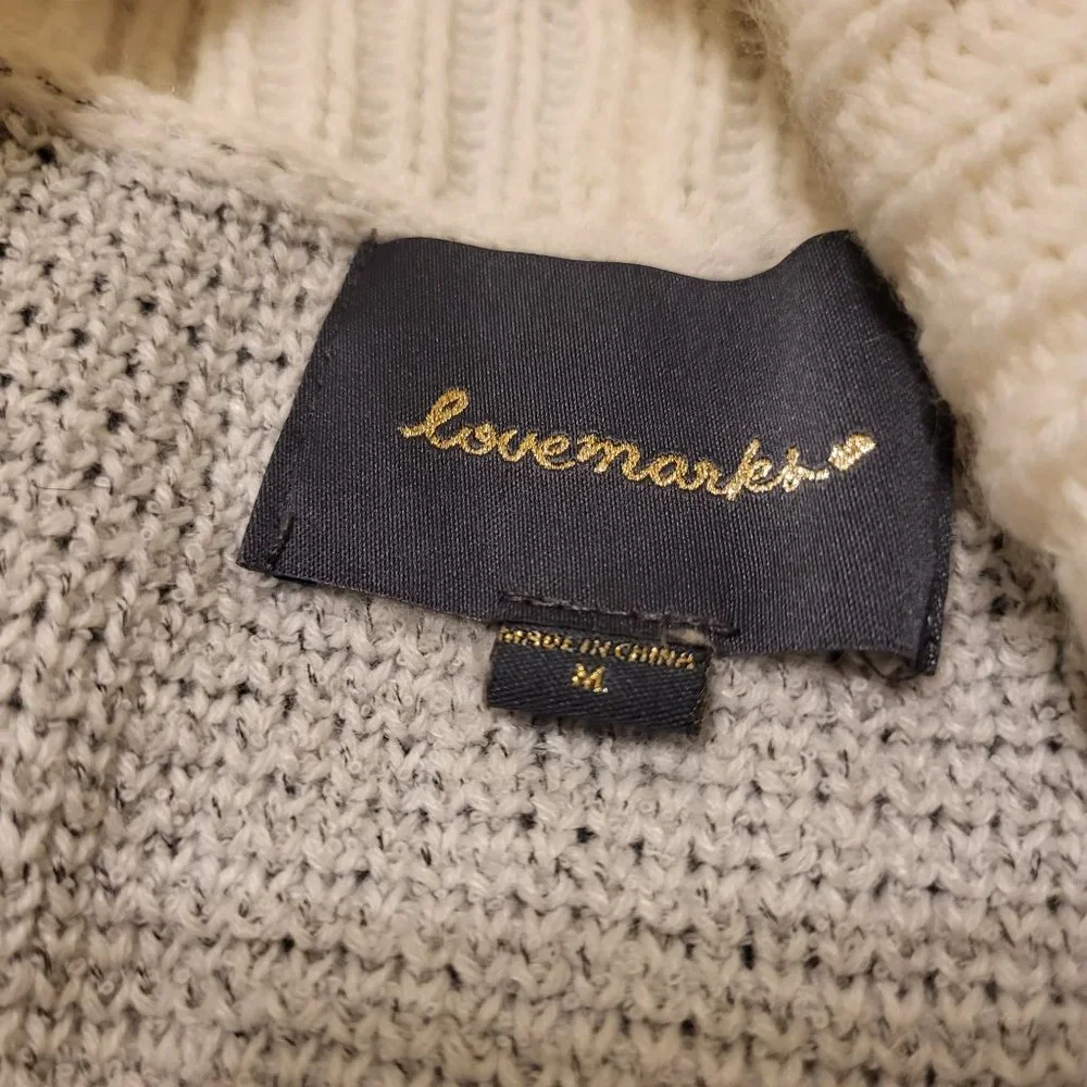 Lovemarks Women's Acrylic Cardigan, Gray & White, Size Medium - Picture 4 of 8